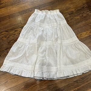 Elegant White Polka Dot Maxi Skirt